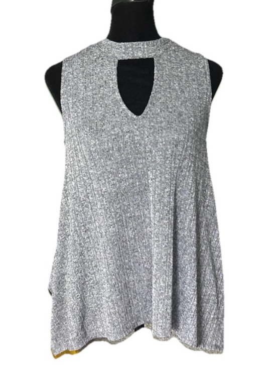 Jennifer Lopez Tops - Jennifer Lopez Gray Sleeveless Knit Keyhole Tunic Blouse, Size S